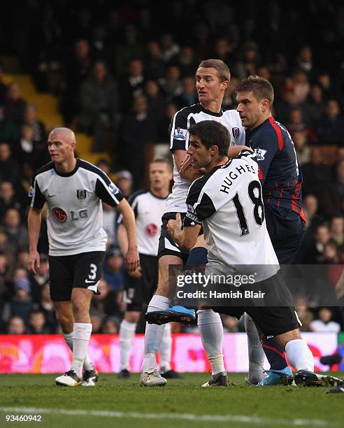 Ivan Klasnic of Bolton scores his team's first goal during the Barclays Premier League match between Fulham and Bolton Wanderers at Craven Cottage on...