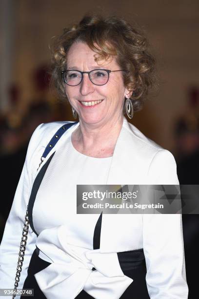 French Minister of Labour, Muriel Penicaud, attends a State dinner hosted by French President Emmanuel Macron and Brigitte Macron at the Elysee...