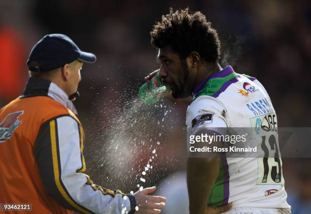Seru Rabeni of Leeds during the Guinness Premiership match between Leicester Tigers and Leeds Carnegie at Welford Road on November 28, 2009 in...