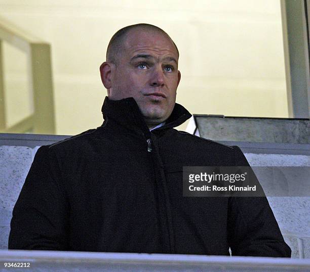 Leicester Tigers coach Richard Cockerill watches from the stands during the Guinness Premiership match between Leicester Tigers and Leeds Carnegie at...