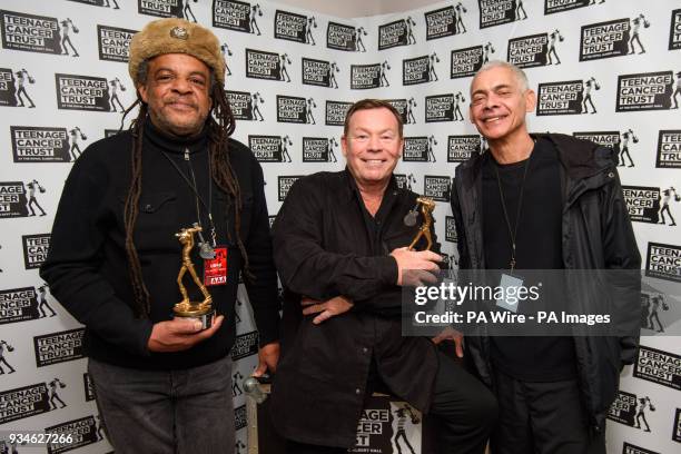 Astro, Ali Campbell and Mickey Virtue of UB40 pictured backstage on the first night of the Teenage Cancer Trust annual concert series, at the Royal...