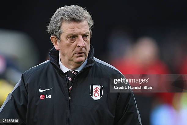 Roy Hodgson manager of Fulham looks on ahead of the Barclays Premier League match between Fulham and Bolton Wanderers at Craven Cottage on November...