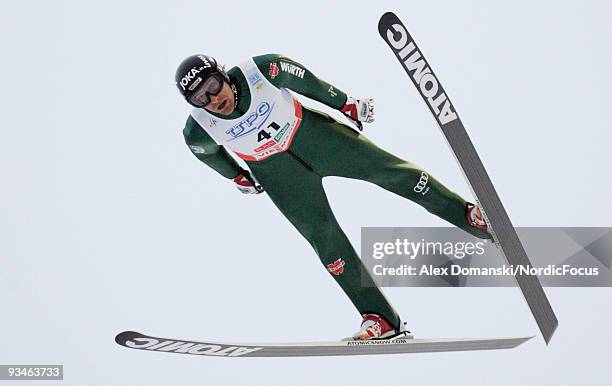 Ronny Ackermann of Germany competes in the Ski Jumping Gundersen event during day one of the FIS Nordic Combined World Cup on November 28, 2009 in...