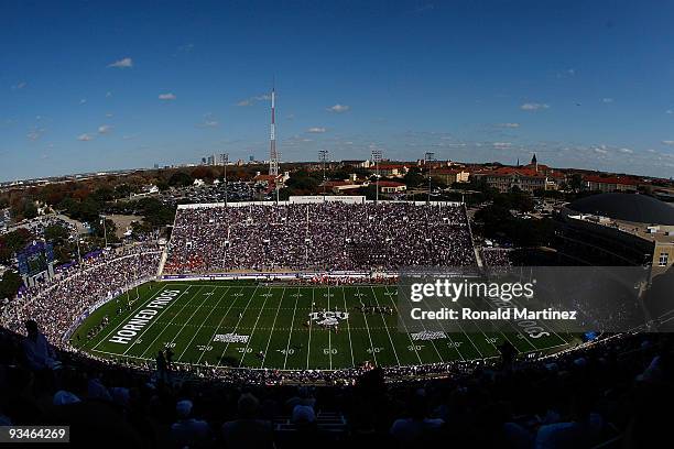 An interior view of play between the New Mexico Lobos and the TCU Horned Frogs at Amon G. Carter Stadium on November 28, 2009 in Fort Worth, Texas.