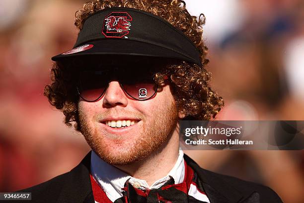 South Carolina Gamecocks fan watches the game against the Clemson Tigers at Williams-Brice Stadium on November 28, 2009 in Columbia, South Carolina.