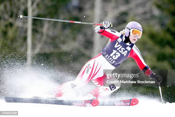 Michaela Kirchgasser of Austria competes in the first run of the Giant Slalom during the Audi FIS Ski World Cup on November 28, 2009 in Aspen,...