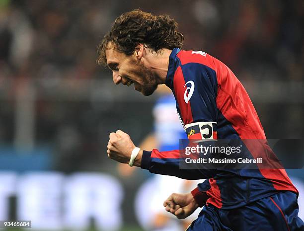 Marco Rossi of Genoa celebrates after scoring the 2:0 goal during the Serie A match between Genoa CFC and UC Sampdoria at Stadio Luigi Ferraris on...