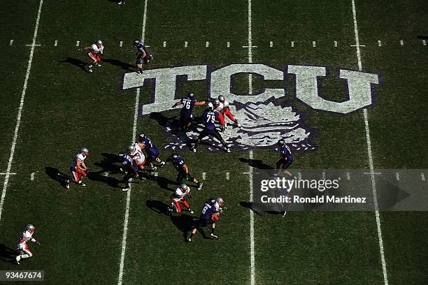 General view of play between the New Mexico Lobos and the TCU Horned Frogs at Amon G. Carter Stadium on November 28, 2009 in Fort Worth, Texas.