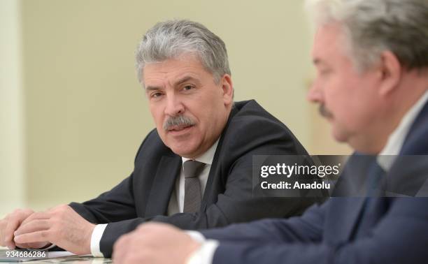 Pavel Grudinin , presidential candidate from the Russian Communist Party presidential candidate from the Russian Liberal Democratic Party , during a...