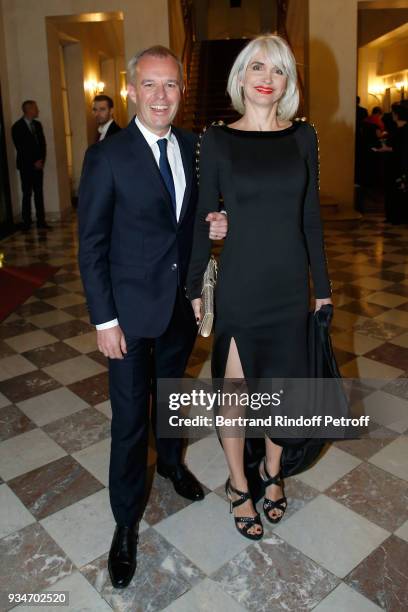 President of the French National Assembly Francois de Rugy and his wife French journalist Severine Servat attend the State Visit in France of...