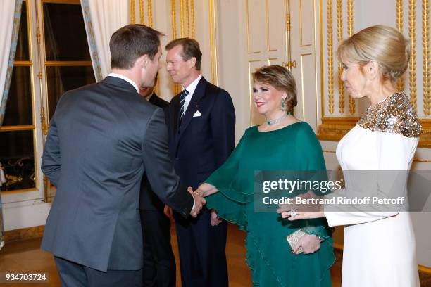 Grand-Duc Henri of Luxembourg, Grande-Duchesse Maria Teresa of Luxembourg and Brigitte Macron with astraunot Thomas Pesquet attend the State Visit in...