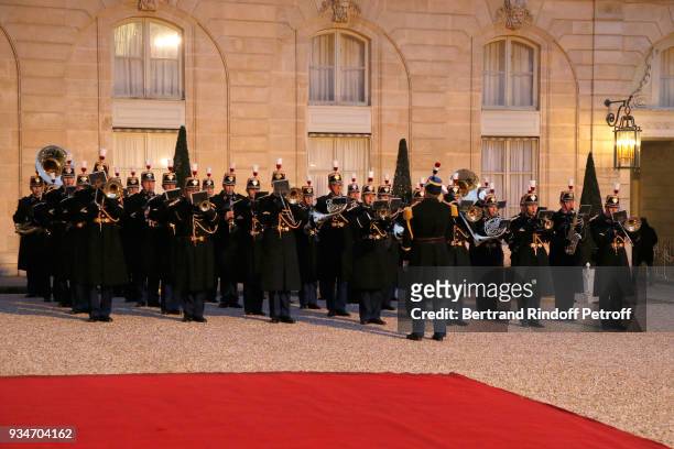 Illustration view during the State Visit in France of Grand-Duc Henri and Grande-Duchesse Maria Teresa of Luxembourg - State Dinner at "Elysee...