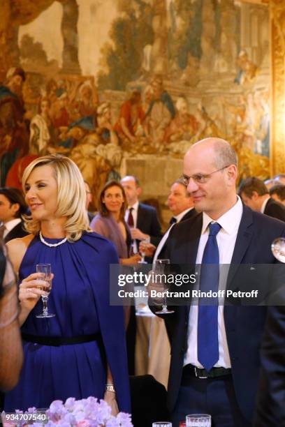 Laurence Ferrari and French Minister of Education Jean-Michel Blanquer attend the State Visit in France of Grand-Duc Henri and Grande-Duchesse Maria...