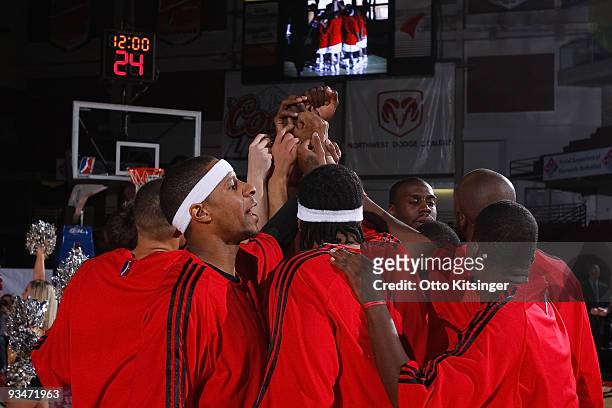 The Idaho Stampede psyche up before their game against the Reno Bighorns at Qwest Arena on November 28, 2009 in Boise, Idaho. NOTE TO USER: User...