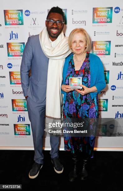 Kwame Kwei-Armah and Lyn Gardner attend The Tonic Awards 2018 at The May Fair Hotel on March 19, 2018 in London, England.