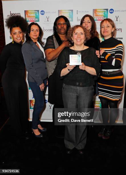 Khaz Khan, guest, Jennifer Joseph, Anna Herrmann, Roisin McBrinn and Lucy Perman of the Clean Break Theatre Company attend The Tonic Awards 2018 at...