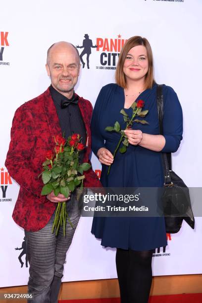 Corny Littmann and Katharina Fegebank during the opening of the 'Udo Lindenberg Experience - Panik City' on the Reeperbahn on March 19, 2018 in...