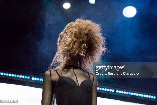 Model is seen during SCHWARZKOPF PROFESSIONAL Trend Preview Spring - Summer 2018 show during On Hair Collection at BolognaFiere Exhibition Centre on...