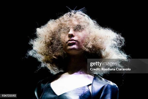 Model is seen during SCHWARZKOPF PROFESSIONAL Trend Preview Spring - Summer 2018 show during On Hair Collection at BolognaFiere Exhibition Centre on...