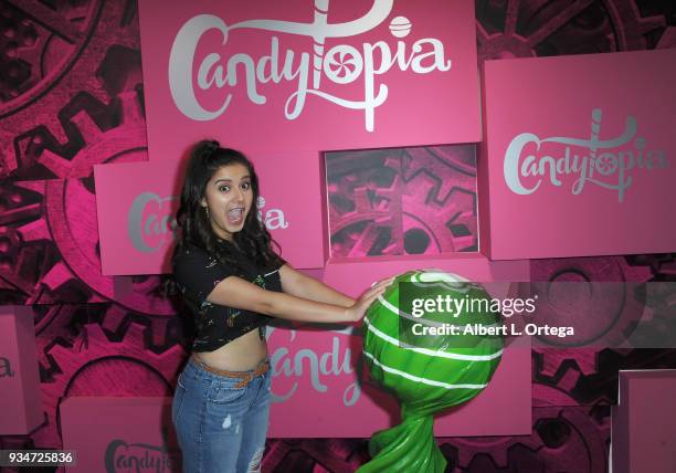 Actress Amber Romero participates in Talent Day At Candytopia held at Santa Monica Place on March 18, 2018 in Santa Monica, California.