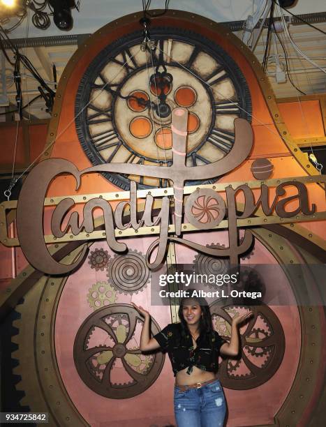 Actress Amber Romero participates in Talent Day At Candytopia held at Santa Monica Place on March 18, 2018 in Santa Monica, California.