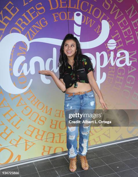 Actress Amber Romero participates in Talent Day At Candytopia held at Santa Monica Place on March 18, 2018 in Santa Monica, California.