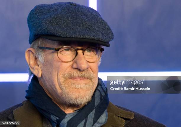 Steven Spielberg attends the European Premiere of 'Ready Player One' at Vue West End on March 19, 2018 in London, England.