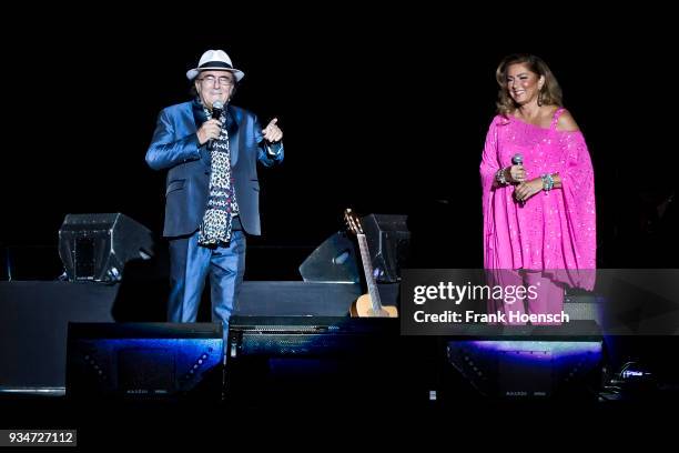 Singer Al Bano and Romina Power perform live on stage during a concert at the Mercedes-Benz Arena on March 19, 2018 in Berlin, Germany.