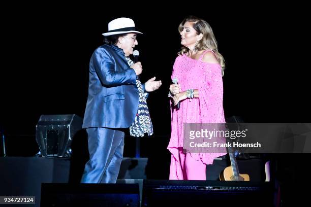 Singer Al Bano and Romina Power perform live on stage during a concert at the Mercedes-Benz Arena on March 19, 2018 in Berlin, Germany.