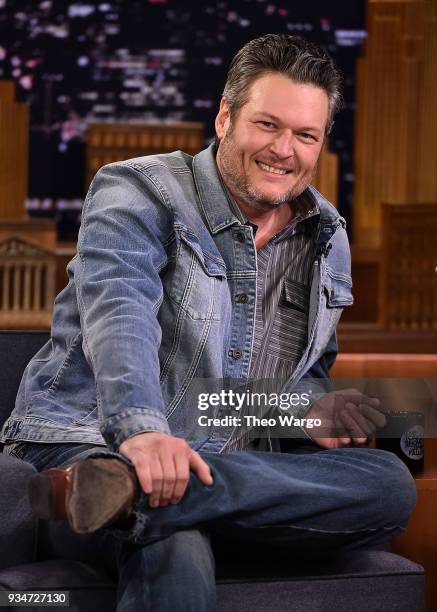 Blake Shelton Visits "The Tonight Show Starring Jimmy Fallon" at Rockefeller Center on March 19, 2018 in New York City.