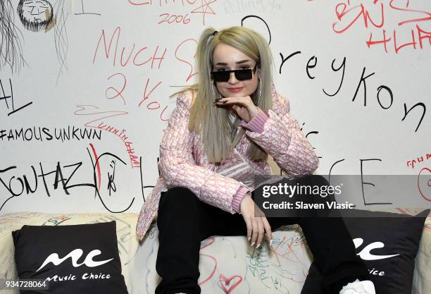 Singer/songwriter Kim Petras visits Music Choice on March 19, 2018 in New York City.