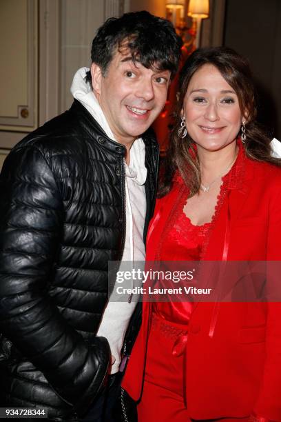 Presenters Stephane Plaza and Daniela Lumbroso attend " Les Stethos D'Or 2018" Gala at Four Seasons Hotel George V on March 19, 2018 in Paris, France.
