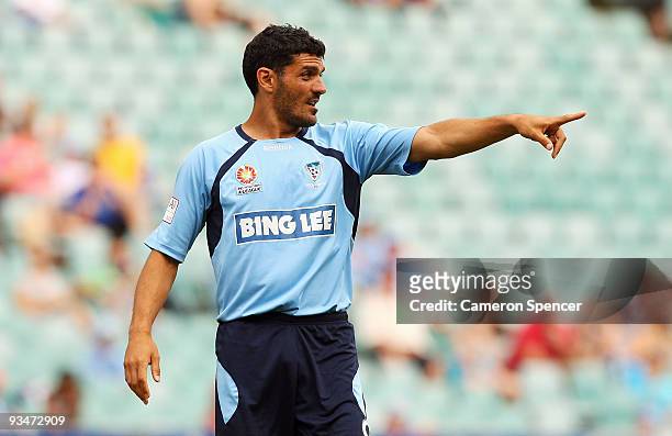 John Aloisi of Sydney FC talks to team mates during the round 16 A-League match between Sydney FC and the Newcastle Jets at Sydney Football Stadium...