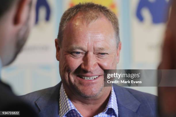 Trainer Tony McEvoy looks on during the 2018 Golden Slipper Barrier Draw at Rosehill Gardens on March 20, 2018 in Sydney, Australia.