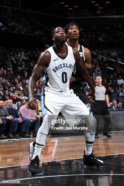 JaMychal Green of the Memphis Grizzlies boxes out against the Brooklyn Nets on March 19, 2018 at Barclays Center in Brooklyn, New York. NOTE TO USER:...