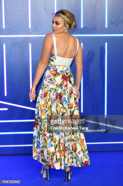 Tallia Storm attends the European Premiere of 'Ready Player One' at Vue West End on March 19, 2018 in London, England.