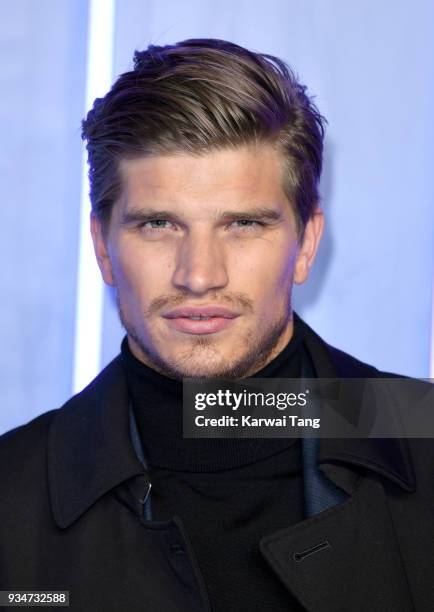 Toby Huntington-Whiteley attends the European Premiere of 'Ready Player One' at Vue West End on March 19, 2018 in London, England.