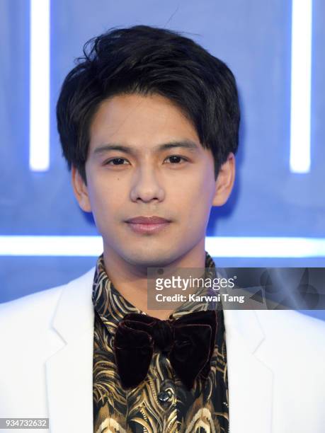 Win Morisaki attends the European Premiere of 'Ready Player One' at Vue West End on March 19, 2018 in London, England.