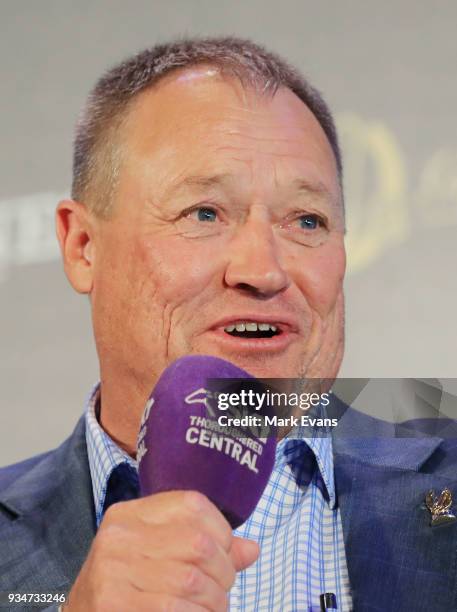 Trainer Grahame Begg looks on during the 2018 Golden Slipper Barrier Draw at Rosehill Gardens on March 20, 2018 in Sydney, Australia.