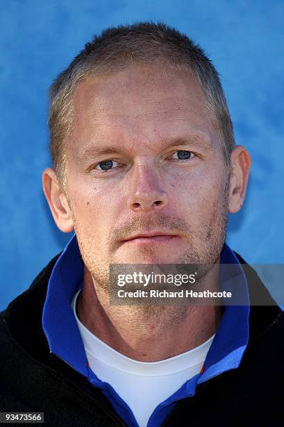 Joakim Backstrom of Sweden poses for a portrait photo during the first round of the European Tour Qualifying School Final Stage at the PGA Golf de...