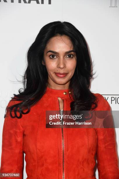 Mallika Sherawat attends the premiere of Sony Pictures Classics' "Final Portrait" at Pacific Design Center on March 19, 2018 in West Hollywood,...