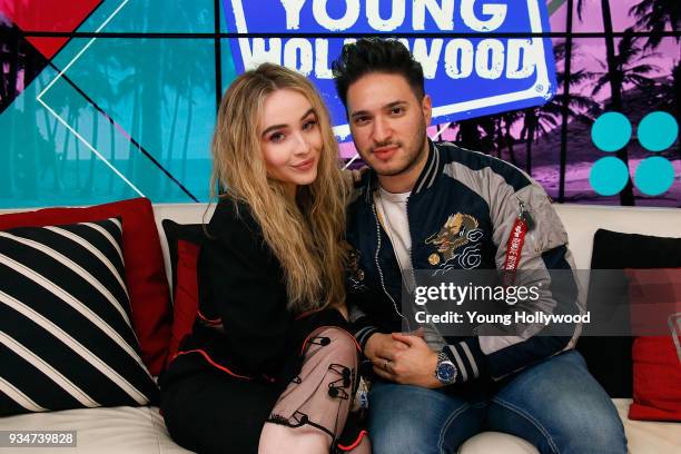 March 19: Sabrina Carpenter and Jonas Blue visits the Young Hollywood Studio on March 19, 2017 in Los Angeles, California.