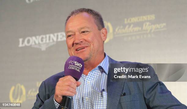 Trainer Tony McEvoy looks on during the 2018 Golden Slipper Barrier Draw at Rosehill Gardens on March 20, 2018 in Sydney, Australia.