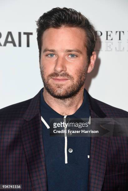 Armie Hammer attends the premiere of Sony Pictures Classics' "Final Portrait" at Pacific Design Center on March 19, 2018 in West Hollywood,...