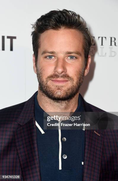 Armie Hammer attends the premiere of Sony Pictures Classics' "Final Portrait" at Pacific Design Center on March 19, 2018 in West Hollywood,...