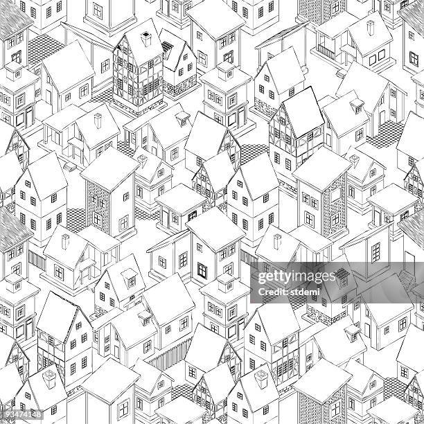 multiple black and white houses pattern - multiple pathways background stock illustrations