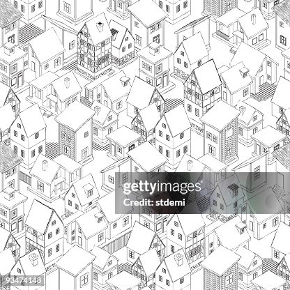 Multiple black and white houses pattern Multiple black and white houses pattern