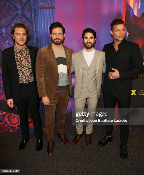 Cody Fern, Edgar Ramirez, Darren Criss and Ricky Martin attend the for your consideration event for FX's 'The Assassination Of Gianni Versace:...