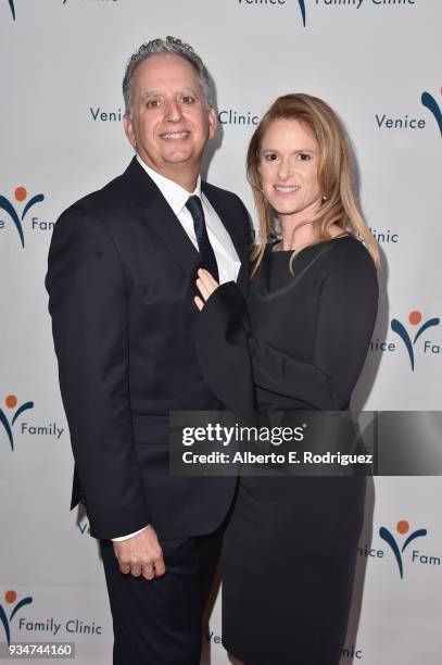 Silver Circle Gala Honorary Co-Chairs Harley Liker and Julie Liker attend the Venice Family Clinic Silver Circle Gala at The Beverly Hilton Hotel on...