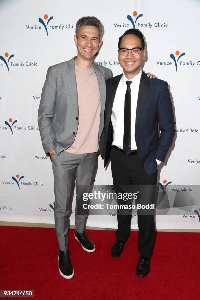 Mike Farah and Brad Jenkins attend the Venice Family Clinic's 36th Annual Silver Circle Gala at The Beverly Hilton Hotel on March 19, 2018 in Beverly...